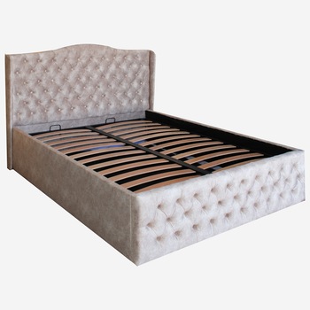 Pat Doha dublu cu somiera si spatiu de depozitare, crem ,120x200 cm Pat Doha dublu cu somiera si spatiu de depozitare, crem ,120x200 cm