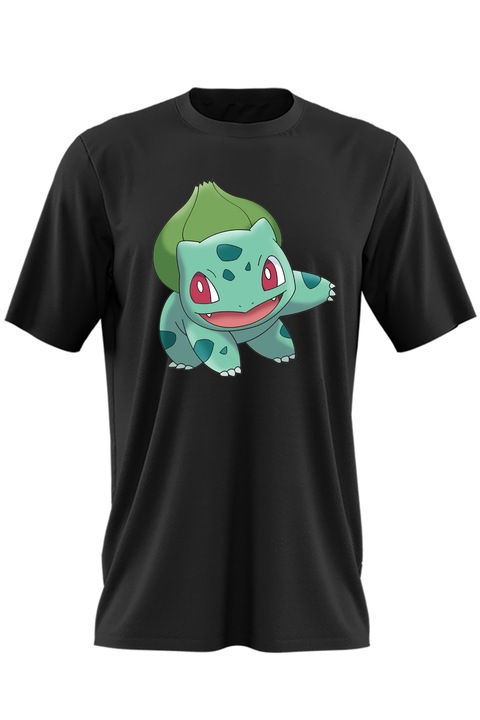 Férfi póló Pokemon Cards World Go Adventures Bulbasaur Anime Gamer, Fekete, M