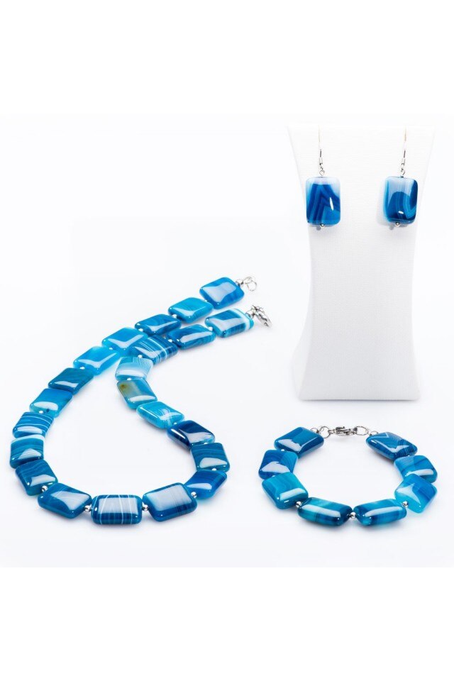 Set Reena Agat Albastru Bijouxmania
