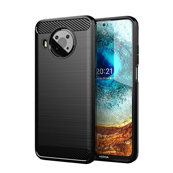 Husa Carbon compatibila cu Nokia X10 / X20, Flexibila HTP®,Black
