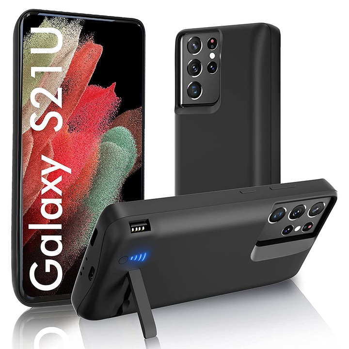 Калъф за Samsung Galaxy S21 Ultra 5G с 5000mAh батерия, Techsuit Power Pro, черен