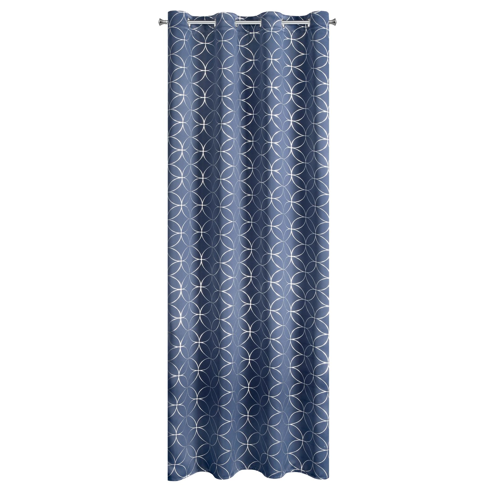 Perdea decorativa cu inele metalice, ABELLA 140x250 cm, Eurofirany, Albastru inchis
