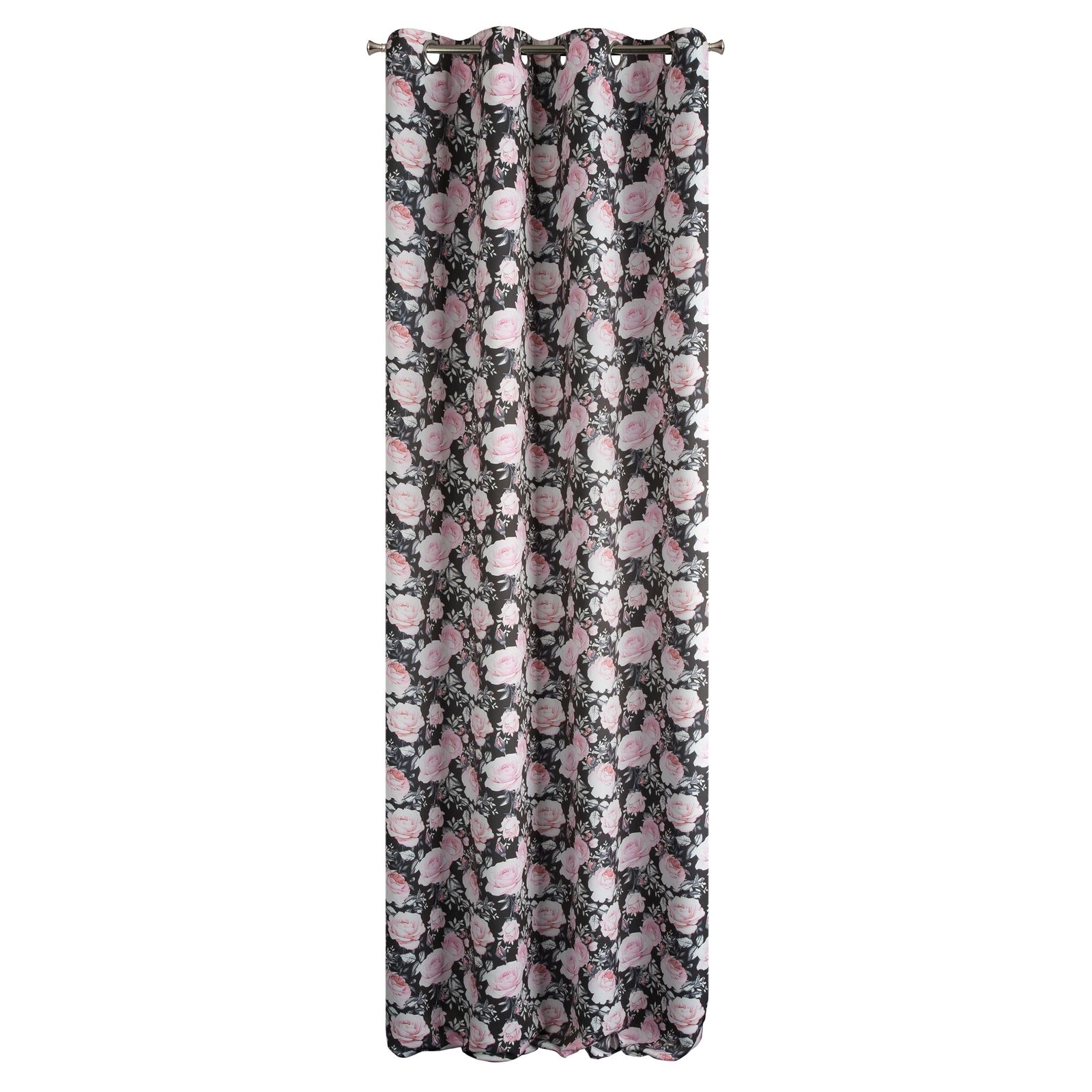 Perdea decorativa cu inele metalice, BELLIS 140x250 cm, Eurofirany, Gri/ Roz