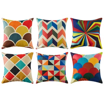 Set 6 fete de perna, Kaypsre, Bumbac, 45 x 45 cm, Model Geometric, Multicolor Set 6 fete de perna, Kaypsre, Bumbac, 45 x 45 cm, Model Geometric, Multicolor