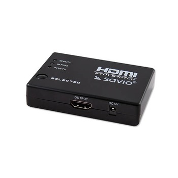 Splitter HDMI Savio CL-28, 3x1 porturi, include telecomanda Splitter HDMI Savio CL-28, 3x1 porturi, include telecomanda