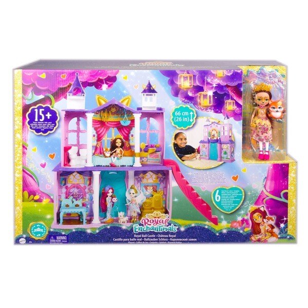 Casuta Enchantimals, Royal Castel cu accesorii si papusa Felicity Renard in tinuta regala inclusa