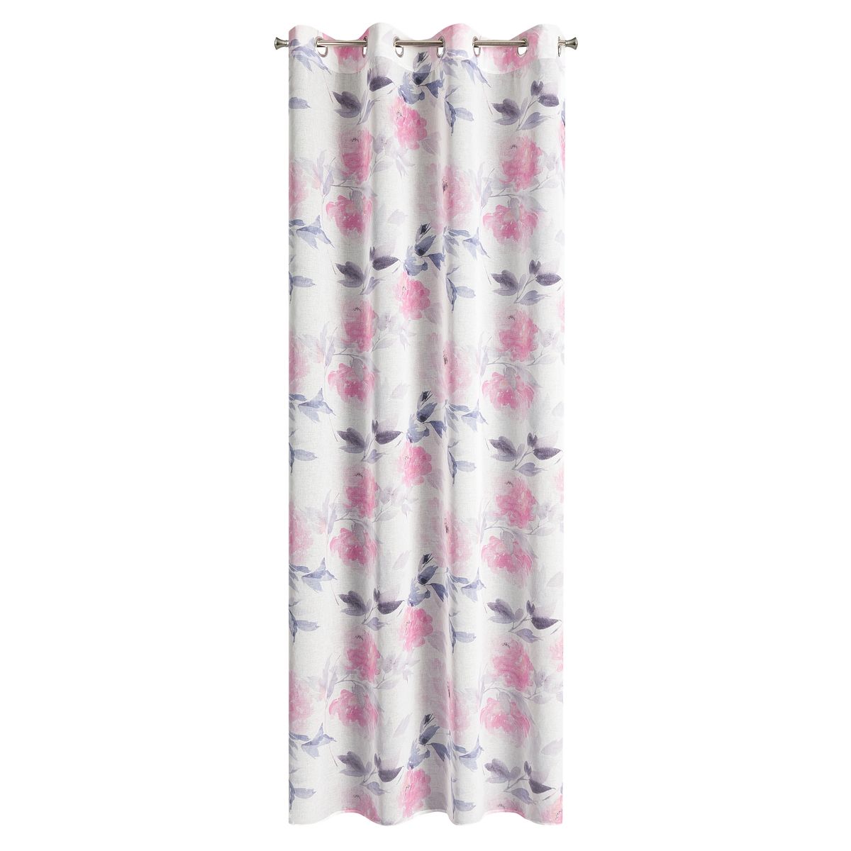 Perdea decorativa cu inele metalice, BRIANA 140x250 cm, Eurofirany, Otel/ Roz