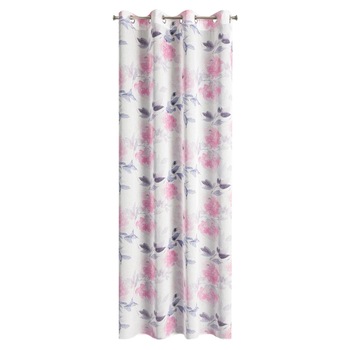 Perdea decorativa cu inele metalice, BRIANA 140x250 cm, Eurofirany, Otel/ Roz Perdea decorativa cu inele metalice, BRIANA 140x250 cm, Eurofirany, Otel/ Roz