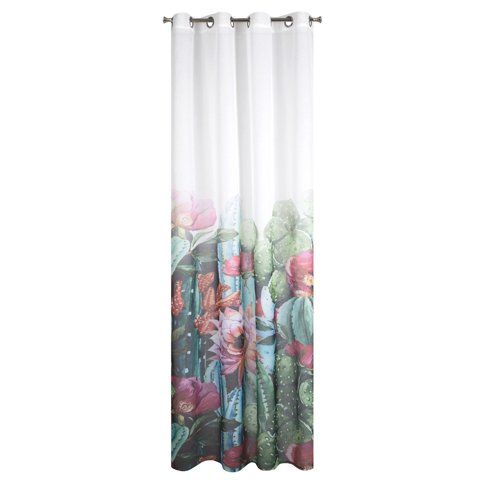 Perdea decorativa cu inele metalice, CAMIE 140x250 cm, Eurofirany, Verde / Multicolor
