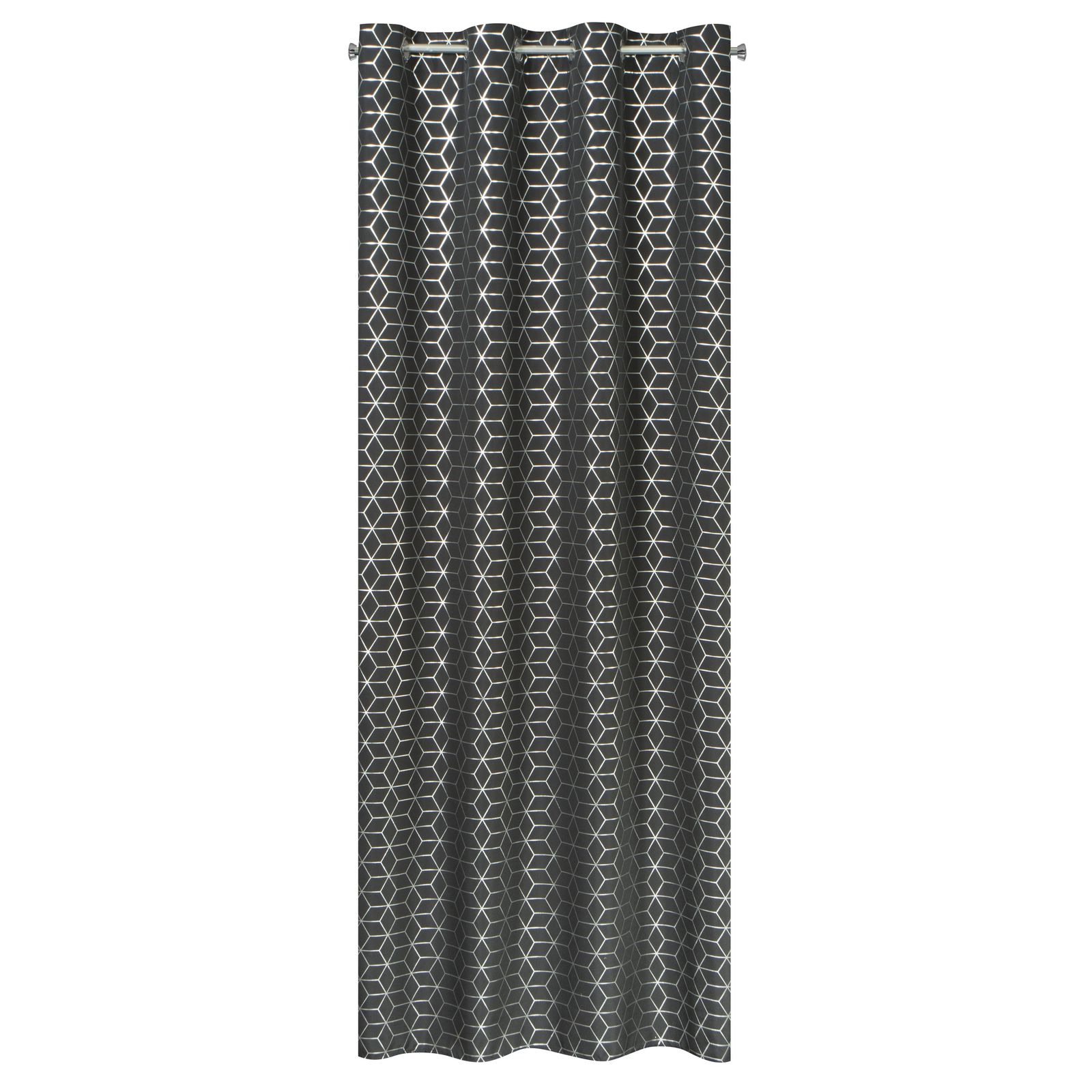 Perdea decorativa cu inele metalice, CUBE 140x250 cm, Eurofirany, Negru/ Argintiu