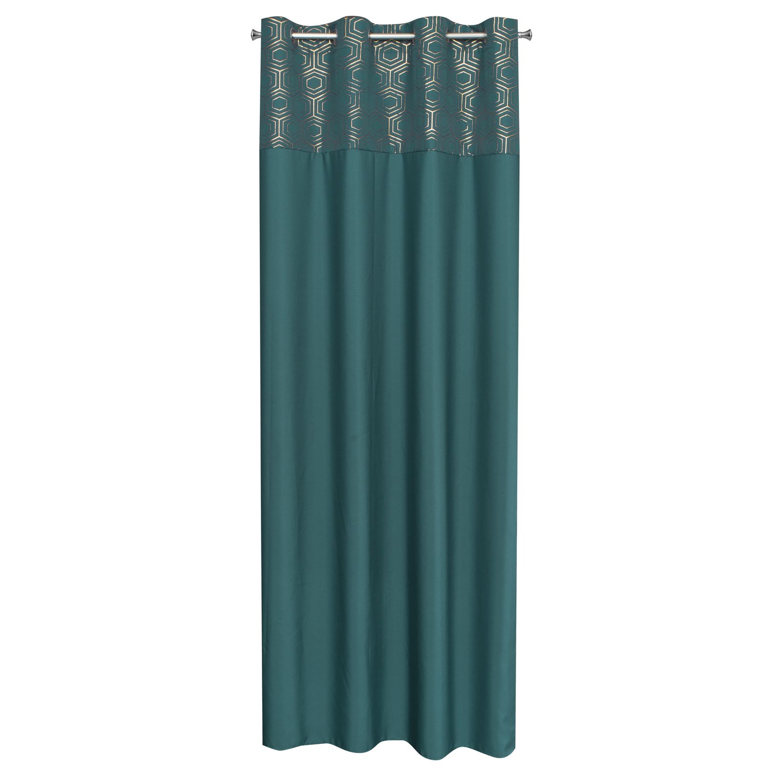Perdea decorativa cu inele metalice, DAFNE 140x250 cm, Eurofirany, Turcoaz/ Auriu