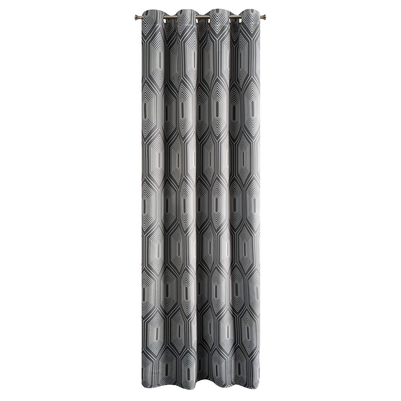 Perdea decorativa cu inele metalice, DIADEM 140x250 cm, Eurofirany, Grafit. Alb