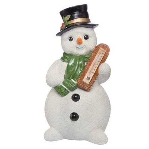 Bibelou Christmas, Om de zapada cu termometru, Sticla, Multicolor