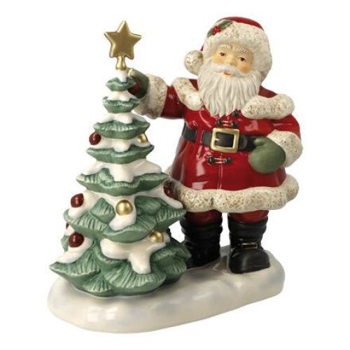 Bibelou Christmas, Mos Craciun cu brad, Sticla, Multicolor