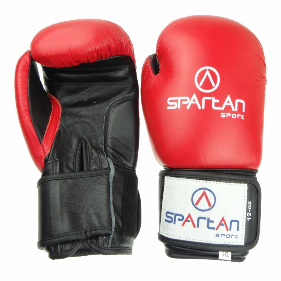 Manusi box, SPARTAN, piele, prindere scai, rosu/negru, marimea 10 oz