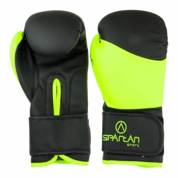 Manusi box, SPARTAN, piele, prindere scai, negru/verde, marimea 12 oz Manusi box, SPARTAN, piele, prindere scai, negru/verde, marimea 12 oz