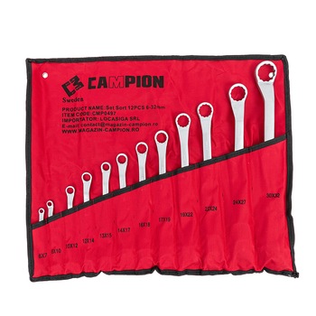 Set Sort de Chei Campion, 6-32, 12 PCS, Inelare cu Cot, Chrome Vanadium Set Sort de Chei Campion, 6-32, 12 PCS, Inelare cu Cot, Chrome Vanadium