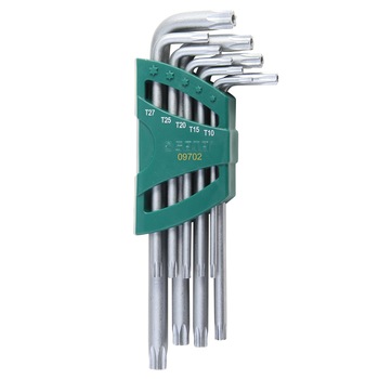 Set chei cu locas Hex, Sata, 9 piese lungi, profil TX, deschidere T10‑50mm Set chei cu locas Hex, Sata, 9 piese lungi, profil TX, deschidere T10‑50mm