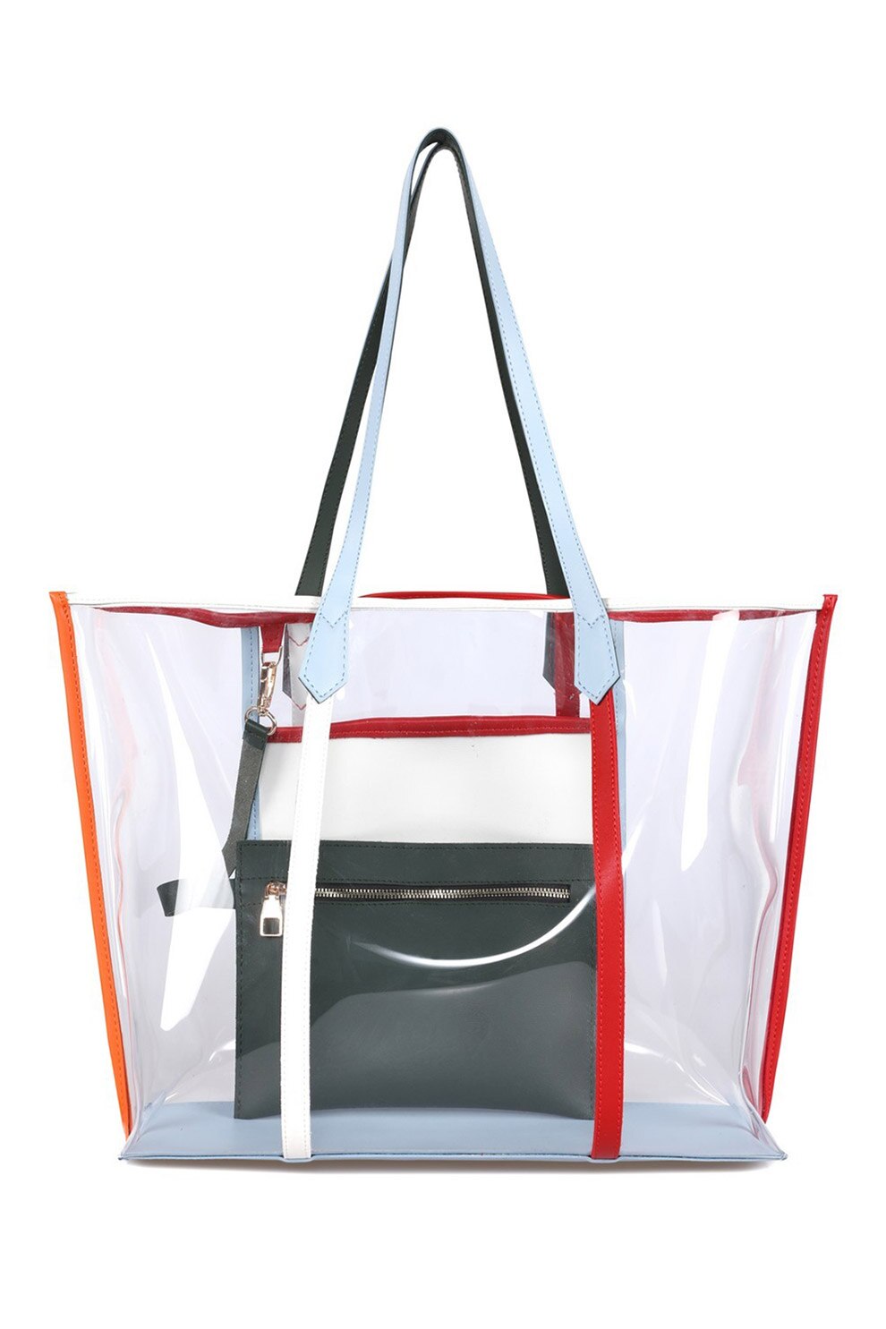 Beverly Hills Polo Club, Geanta tote transparenta cu portofel detasabil, Multicolora