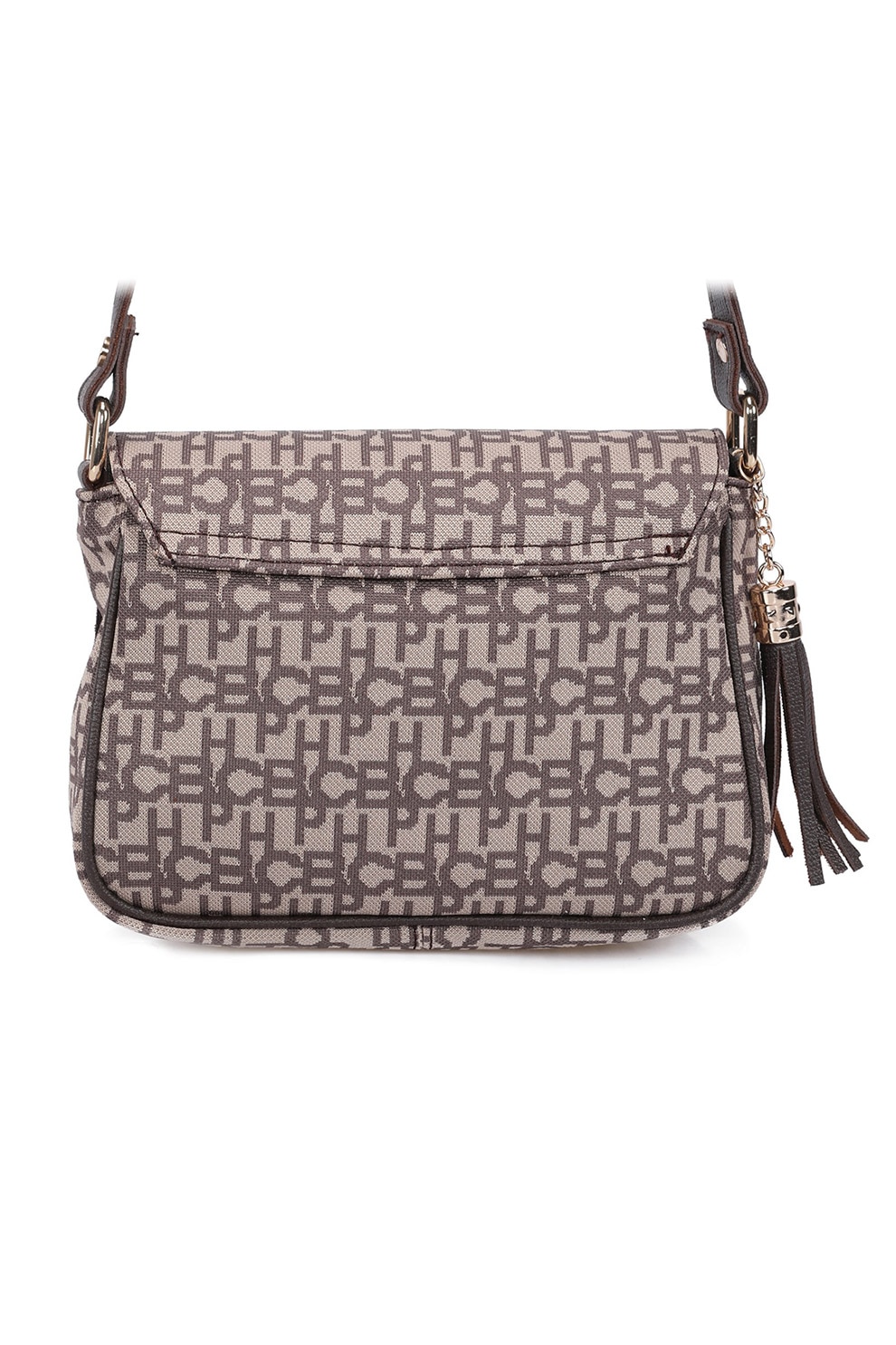 Beverly Hills Polo Club, Geanta crossbody cu model logo, Maro inchis/Maro nisip