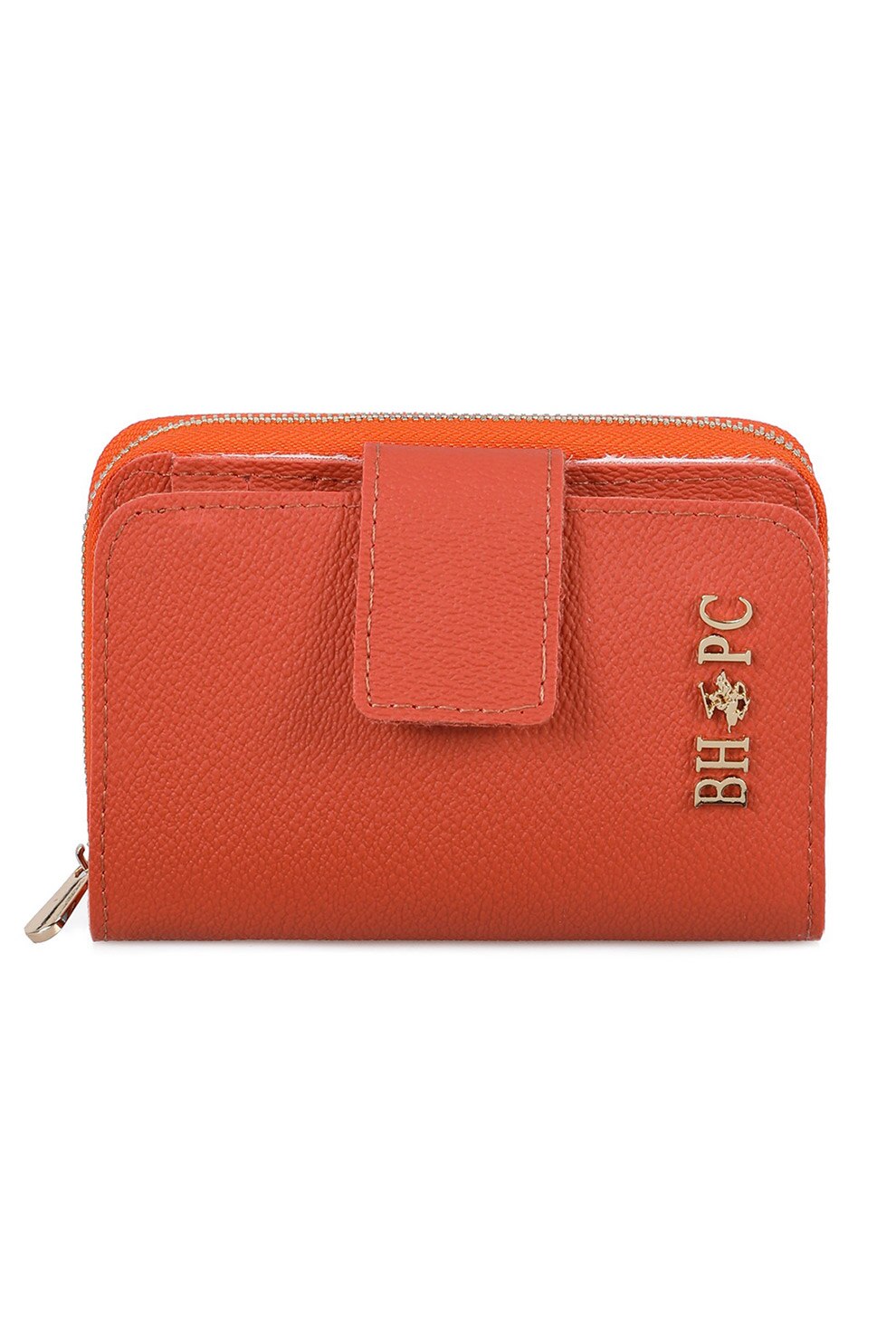 Beverly Hills Polo Club, Portofel de piele ecologica cu logo metalic, Oranj mandarina