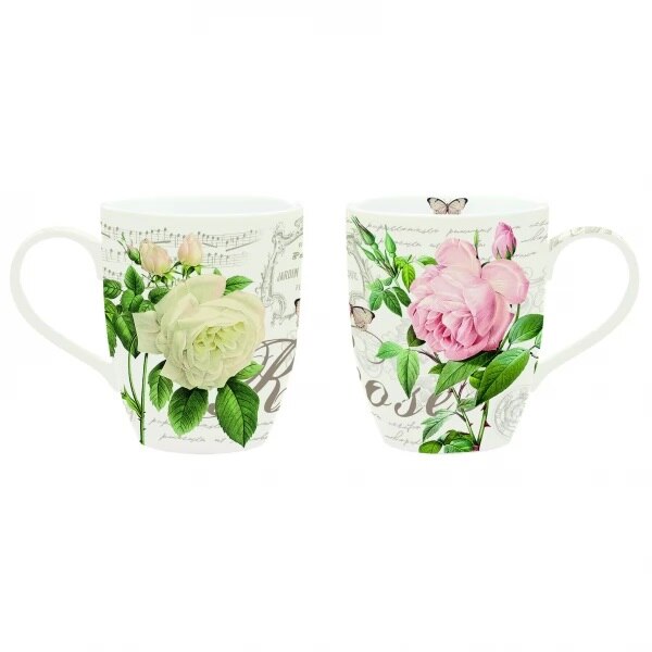 Set 2 cani - Jardin Botanique, Portelan, 350 ml , Roz