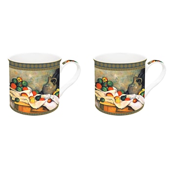 Set 2 cani - Still Life, Drapery, Jug And Fruits, Portelan, 300 ml, Verde Set 2 cani - Still Life, Drapery, Jug And Fruits, Portelan, 300 ml, Verde