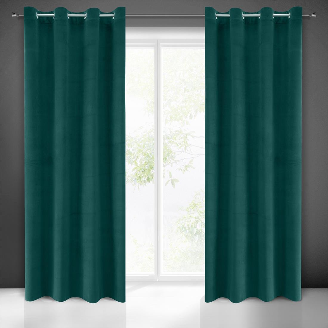 Perdea decorativa cu inele metalice, MILO 140x250 cm, Eurofirany, Verde inchis