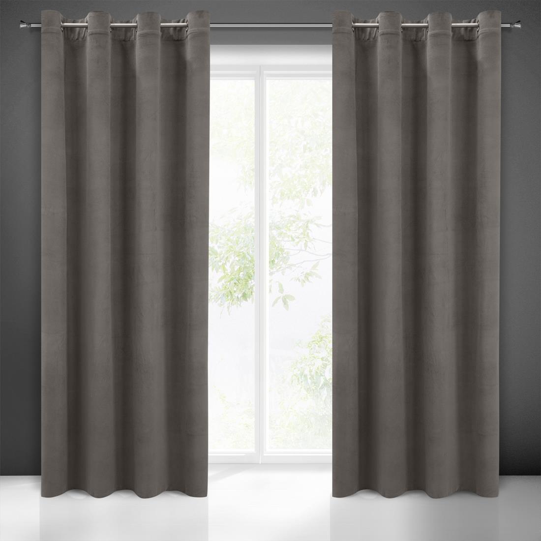 Perdea decorativa cu inele metalice, MILO 140x250 cm, Eurofirany, Cenusa