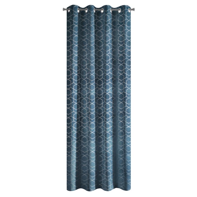 Perdea decorativa cu inele metalice, MANDI 140x250 cm, Eurofirany, Albastru inchis