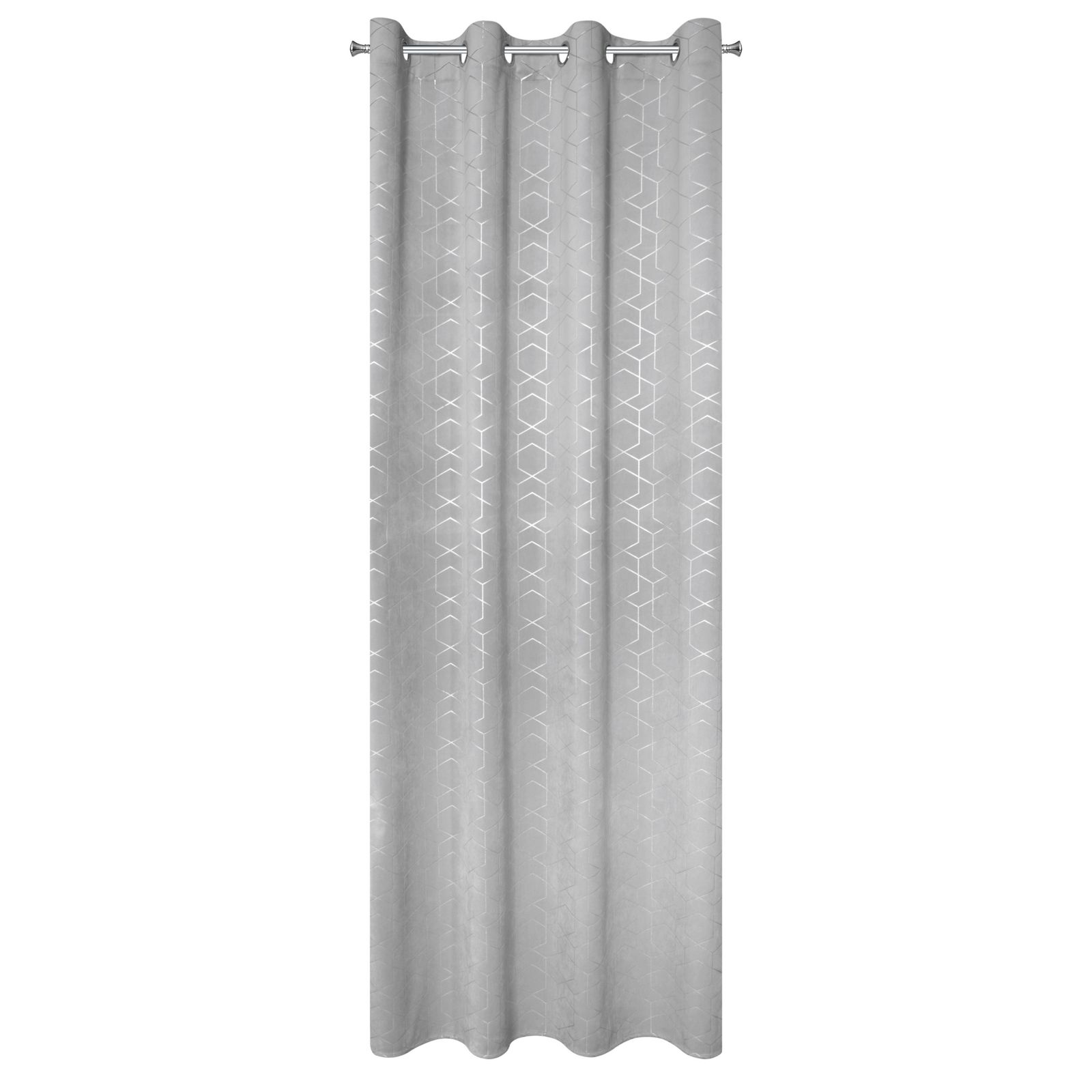 Perdea decorativa cu inele metalice, MANDI 140x250 cm, Eurofirany, Gri, imprimeu argintiu