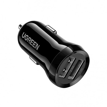 Mini incarcator auto, dual USB, Fast Charge, 4.8A, Ugreen, Black Mini incarcator auto, dual USB, Fast Charge, 4.8A, Ugreen, Black