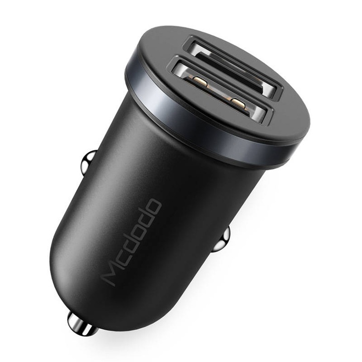 Incarcator auto, Mcdodo Cuttlefish 2x USB negru 2.4A CC-6601