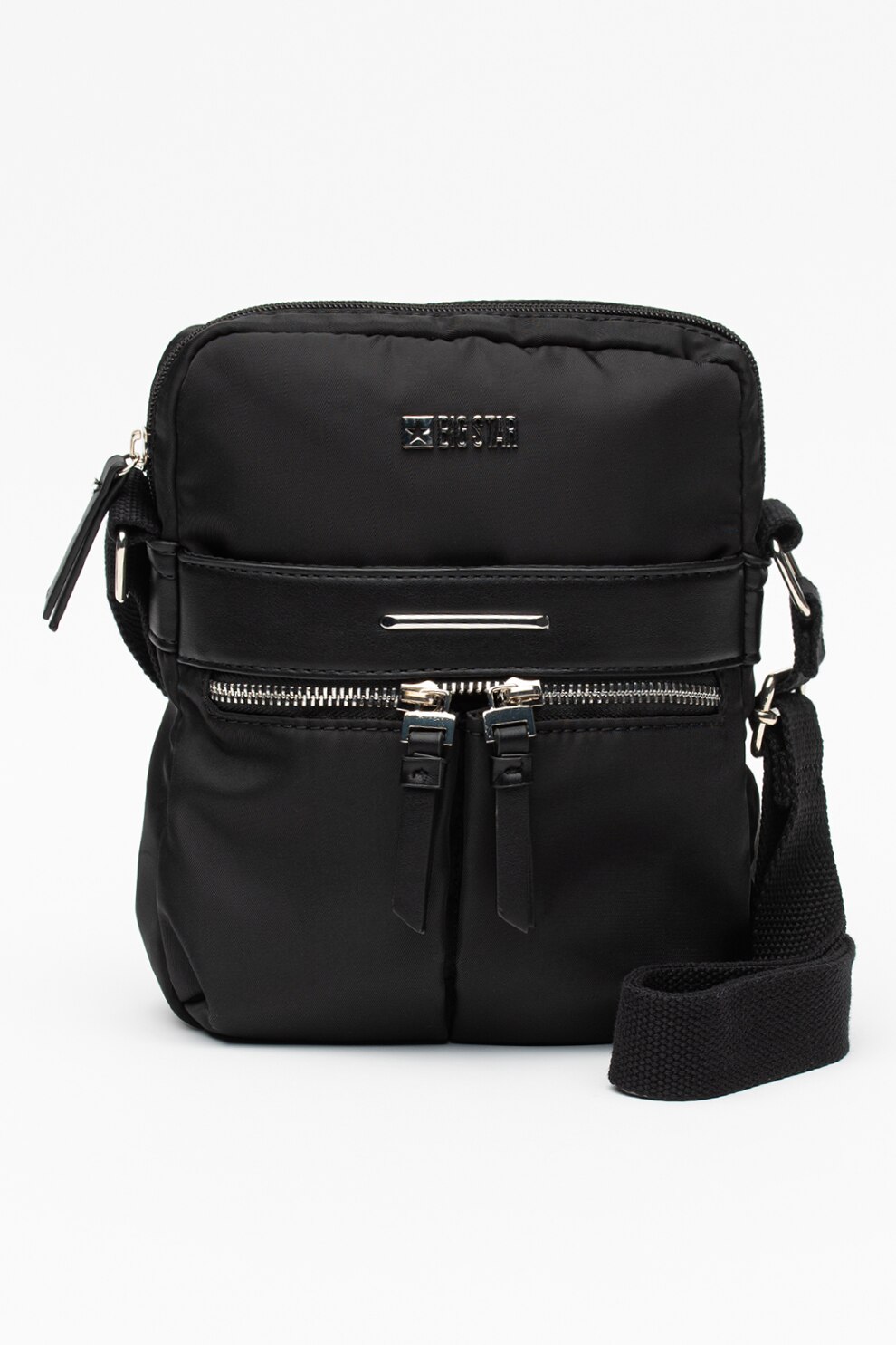 Big Star, Geanta crossbody cu detaliu logo, Negru