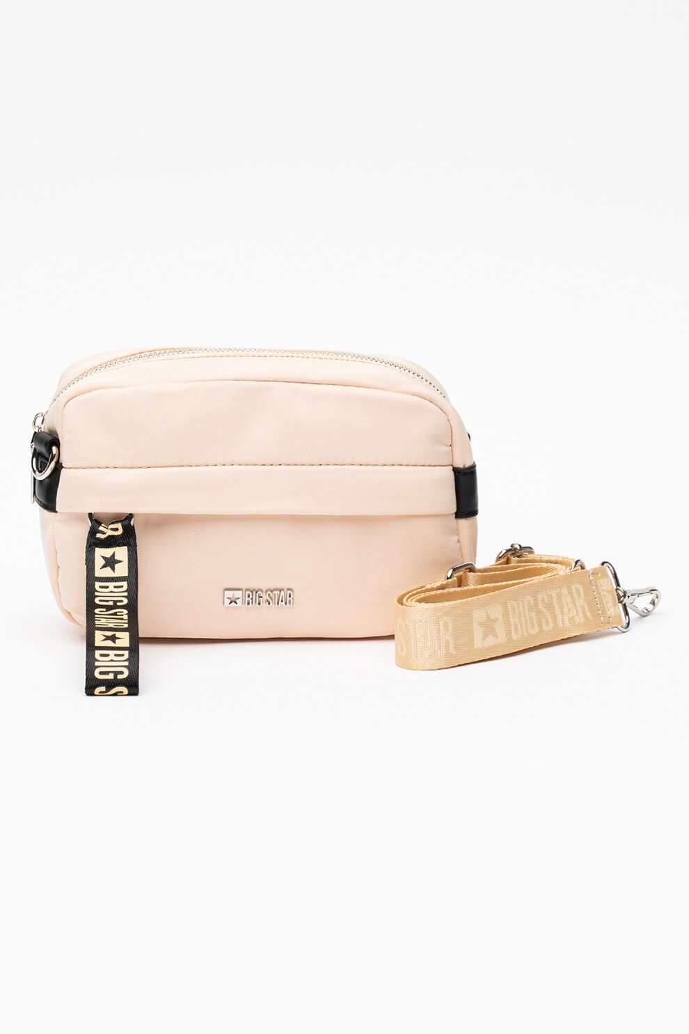 Big Star, Geanta crossbody cu bareta ajustabila, Bej/Negru