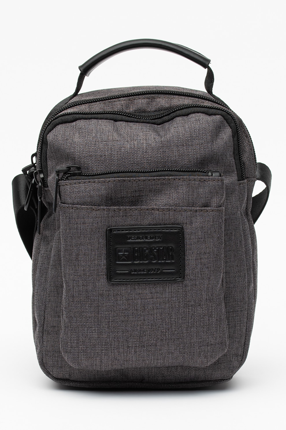 Big Star, Geanta crossbody cu buzunare frontale, Negru stins