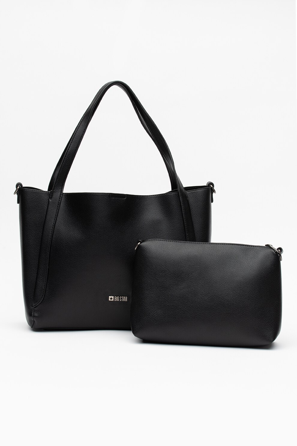 Big Star, Geanta shopper din piele ecologica cu etui detasabil, Negru