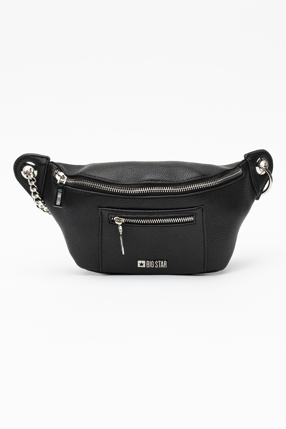 Big Star, Borseta din piele ecologica cu buzunar exterior cu fermoar, Negru