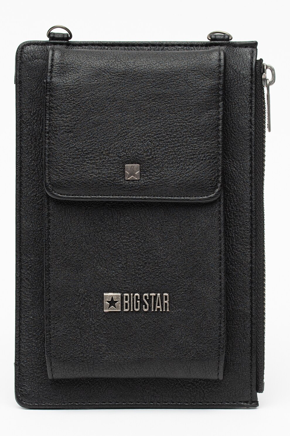 Big Star, Geanta crossbody cu buzunar pentru telefonul mobil, Negru