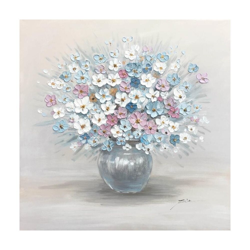Tablou pictura manual ulei pe panza Accent 330700, Vaza/ Flori- relief, 60/60 cm