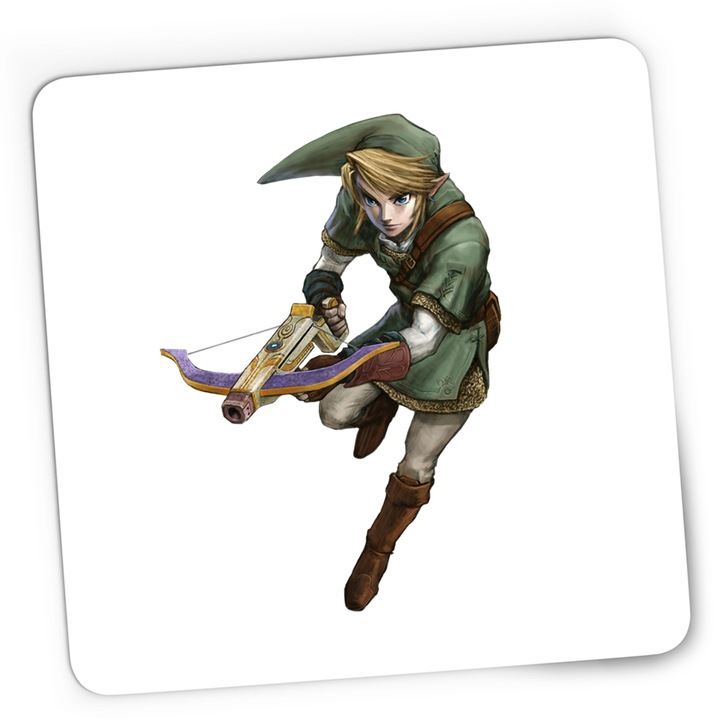 Mousepad Gaming Legend of Zelda Link Arbaleta Sky, 21x19 cm