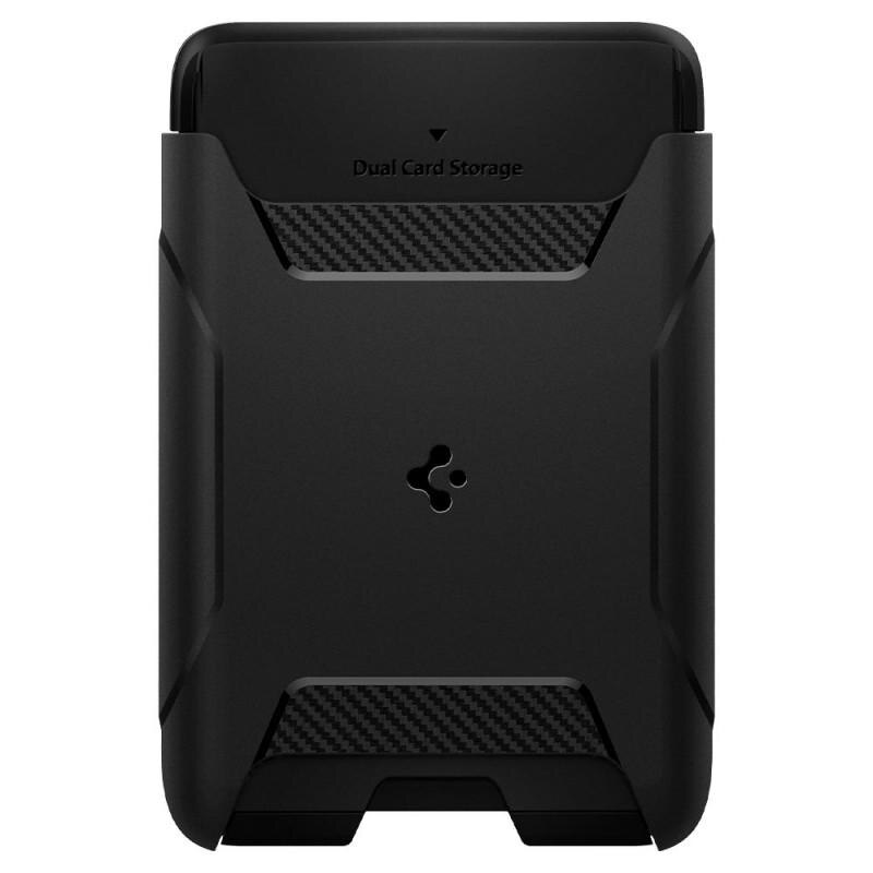 Suport de carduri pentru telefon Spigen Magnetic Rugged Armor, compatibil MagSafe, Negru