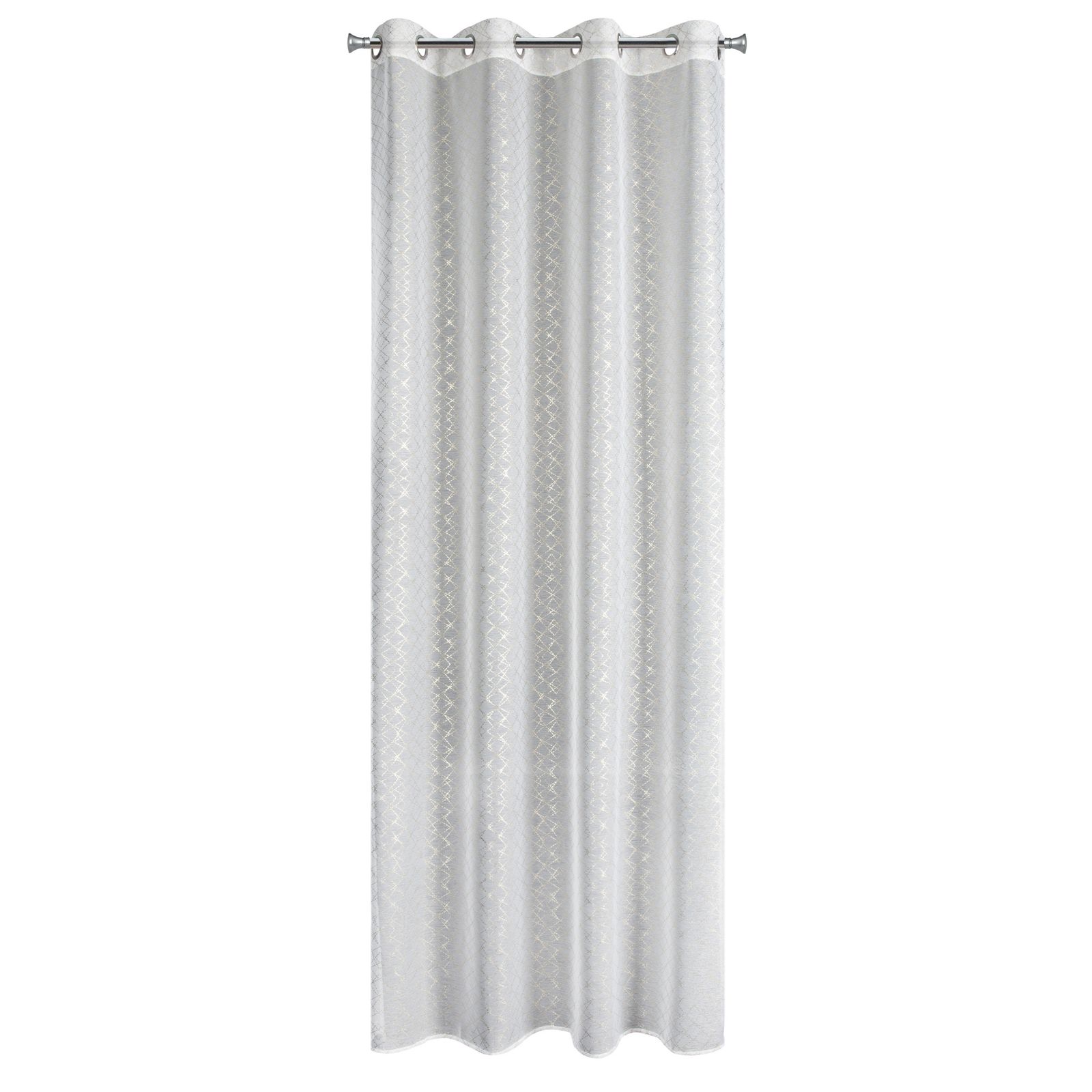 Perdea decorativa cu inele metalice, FIBI 140x250 cm, Eurofirany, Alb / Aur deschis
