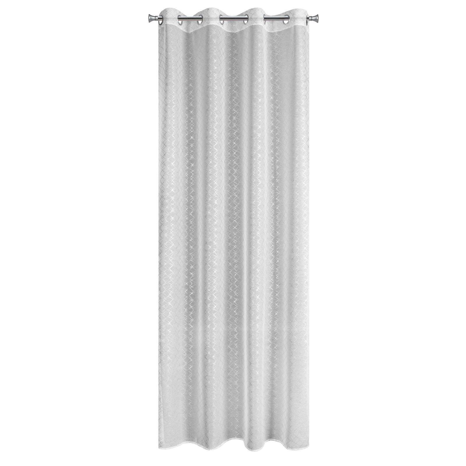 Perdea decorativa cu inele metalice, FIBI 140x250 cm, Eurofirany, Alb/ Argintiu