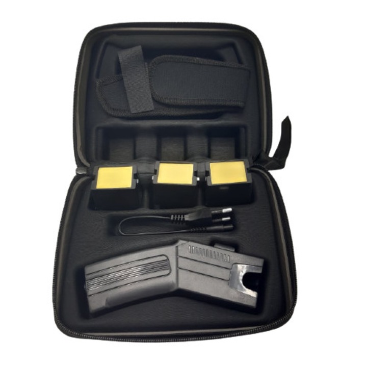 Pistol taser , electrosoc cu 3 rezerve si toc High Defance