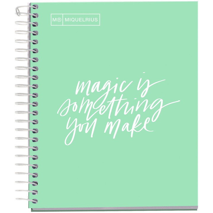 Caiet cu spira Miquelrius Messages A6 mate 100file verde menta