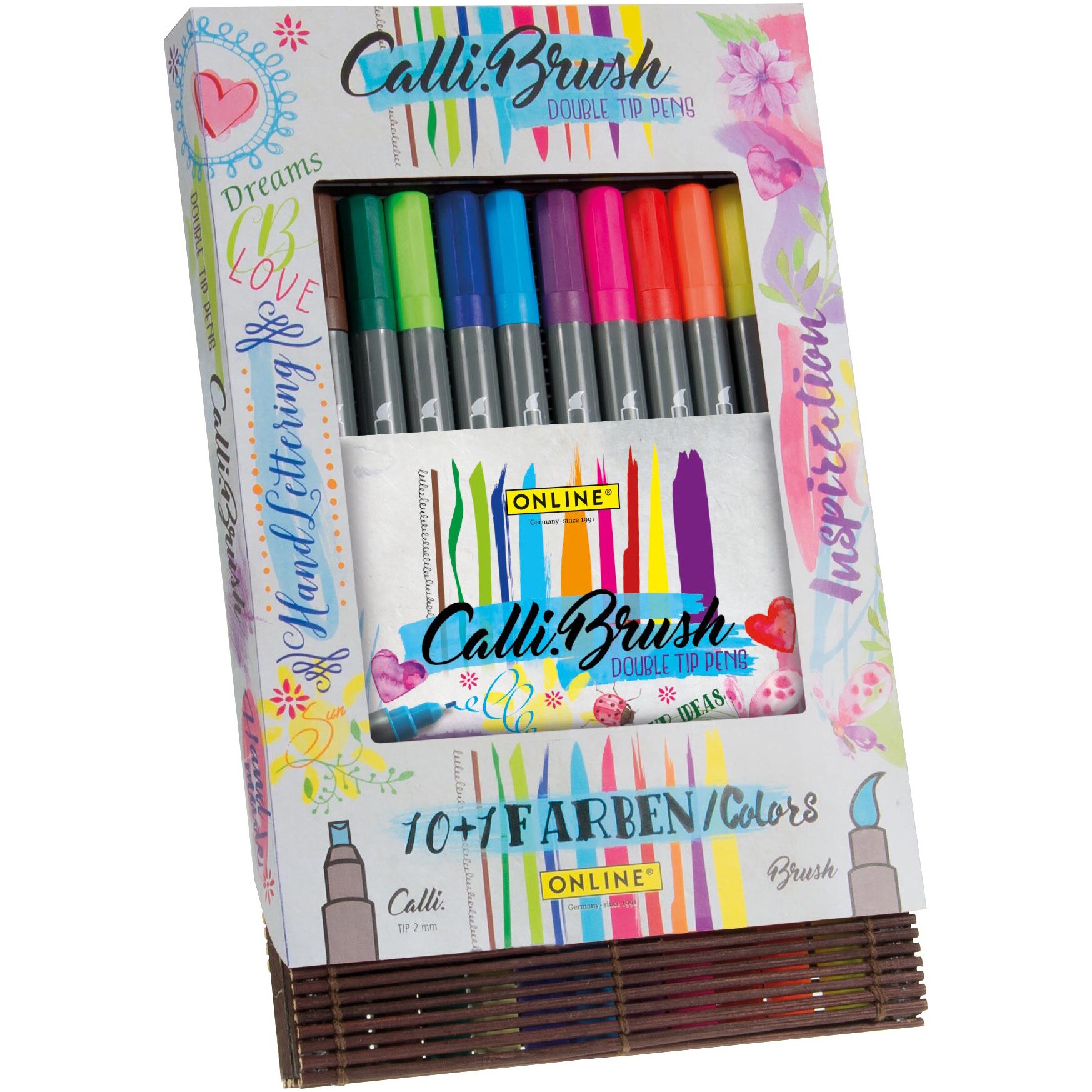 Set pixuri Calli Brush Online vf 2 mm 11buc/um cutie din bambus