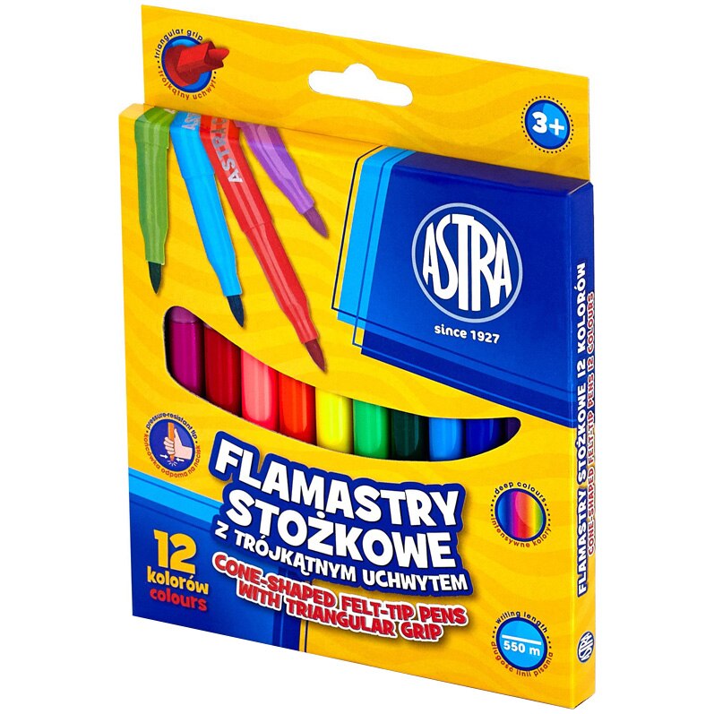 Markere Astra conice 12 culori