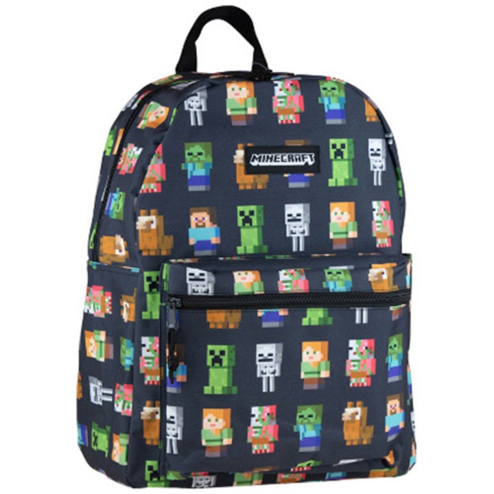 Ghiozdan personaje Minecraft cu un compartiment 1 buzunar, 40 x 30 x 14 cm
