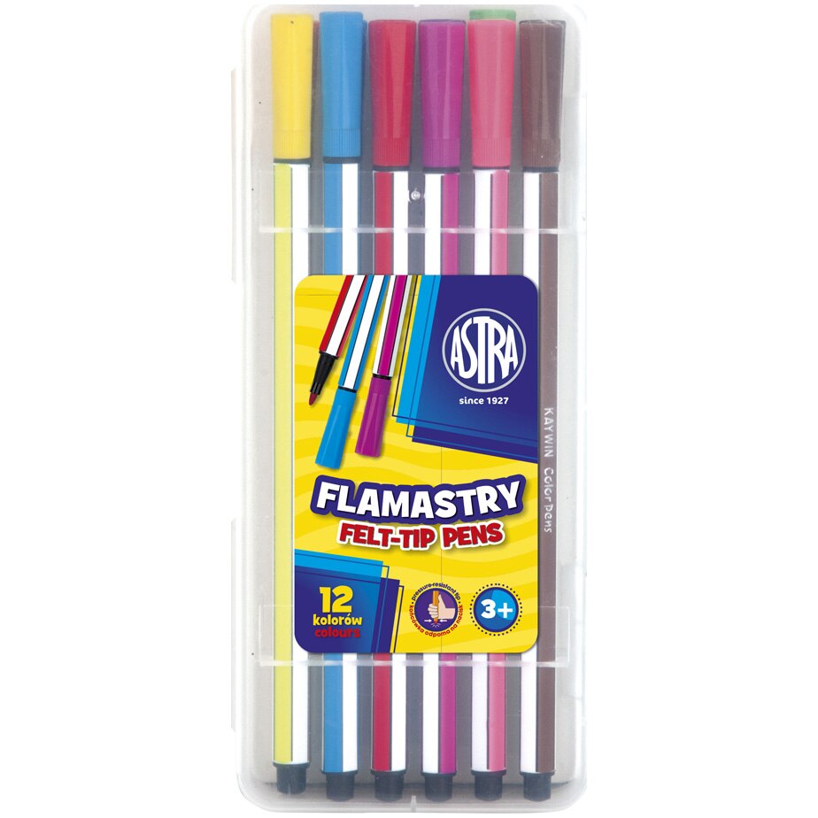 Markere Astra hexagonale 12 culori ambalaj din plastic